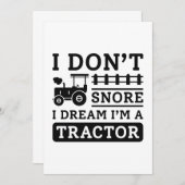 I Don't Snore I Dream I'm A Tractor Dankeskarte (Vorne/Hinten)