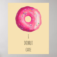 I Donut Care Pun - Pink Donut With Sprinkles