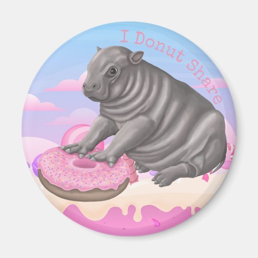I Donut Share Hippo Magnet (Vorne)