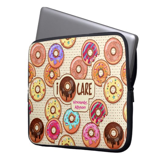 I Doughnut Care Niedlich Funny Donut Sweet Leckere Laptopschutzhülle (Vorderseite Links)