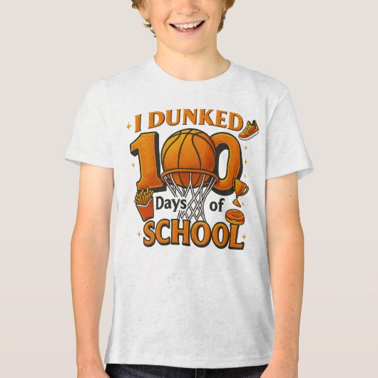 I Dunked 100 Days Of School Basketball Student Tri-Blend Shirt (Vorderseite)