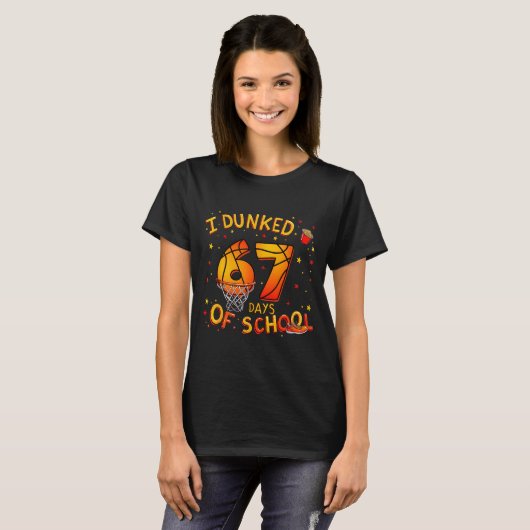I Dunked 67 Days Of School Basketball Boys Kids T-Shirt (Vorne ganz)