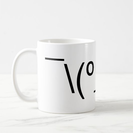 I Dunno LOL Ø\(º_o)/ Ø Emoticon Japanisch Kaomoji Kaffeetasse (Links)