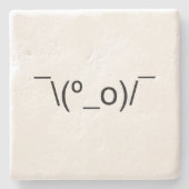 I Dunno LOL Ø\(º_o)/ Ø Emoticon Japanisch Kaomoji Steinuntersetzer (Vorderseite)
