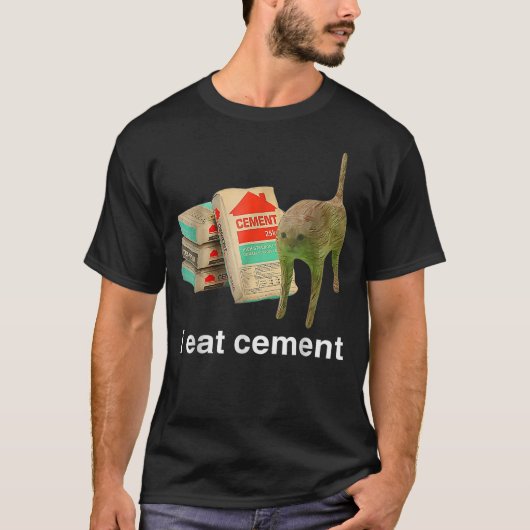 I Eat Cement Cursed Cat Funny Oddly Specific Dank T-Shirt (Vorderseite)