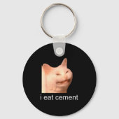 I Eat Cement Cursed Cat Funny Oddly Specific Meme Schlüsselanhänger (Vorderseite)