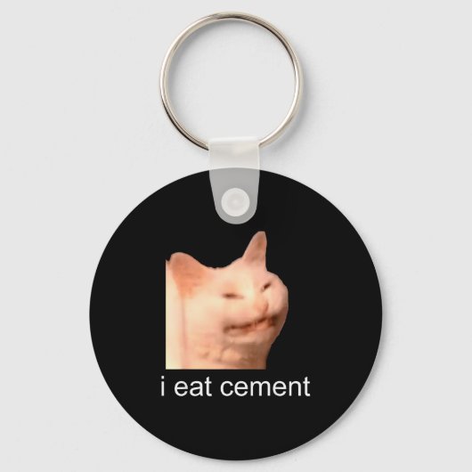 I Eat Cement Cursed Cat Funny Oddly Specific Meme Schlüsselanhänger (Vorderseite)