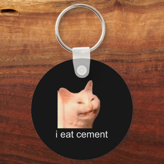 I Eat Cement Cursed Cat Funny Oddly Specific Meme Schlüsselanhänger (Vorderseite)