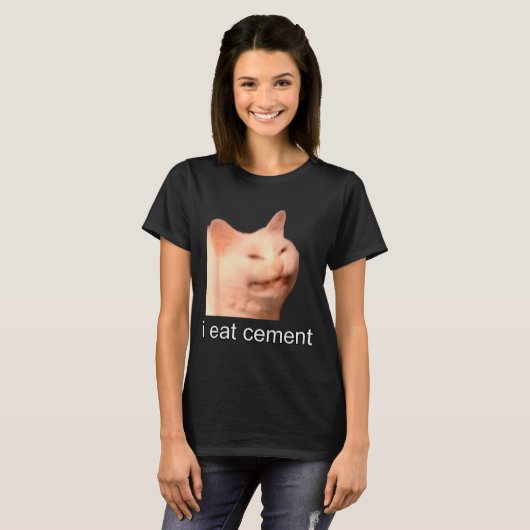 I Eat Cement Cursed Cat Funny Oddly Specific Meme T-Shirt (Vorne ganz)