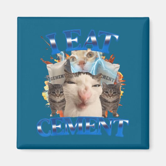 I Eat Cement Funny Cat Meme Men Women Kids Humor Magnet (Vorne)