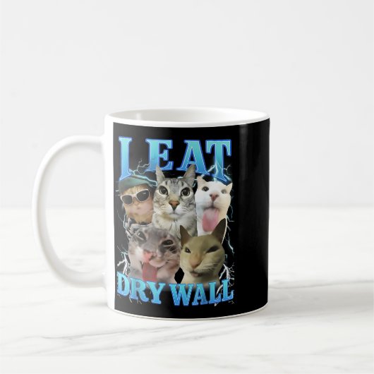 I Eat Dry Wall Funny Cat Meme Kaffeetasse (Links)