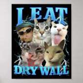 I Eat Dry Wall Funny Cat Meme  Poster (Vorne)