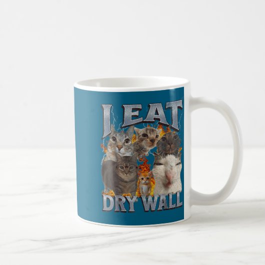 I Eat Drywall Funny Cat Meme Bootleg Graphic  Kaffeetasse (Rechts)