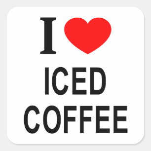 I ❤️ EISKAFFEE I LIEBE EISKAFFEE I HERZ EISERT C QUADRATISCHER AUFKLEBER