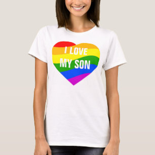 I färbt Liebe mein Sohn-Regenbogen Herz T-Shirt