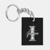I Faux Diamond Bling Monogram Schlüsselanhänger (Vorderseite links)