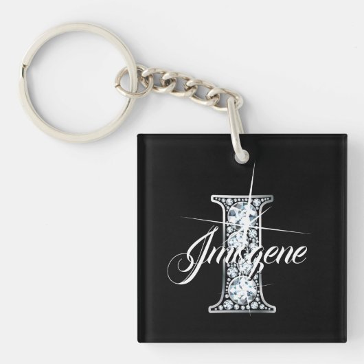 I Faux Diamond Bling Monogram Schlüsselanhänger (Vorderseite)