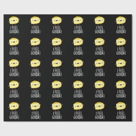 I Feel Gouda Funny Cheese Pun Dark BG Geschenkpapier (Flach)