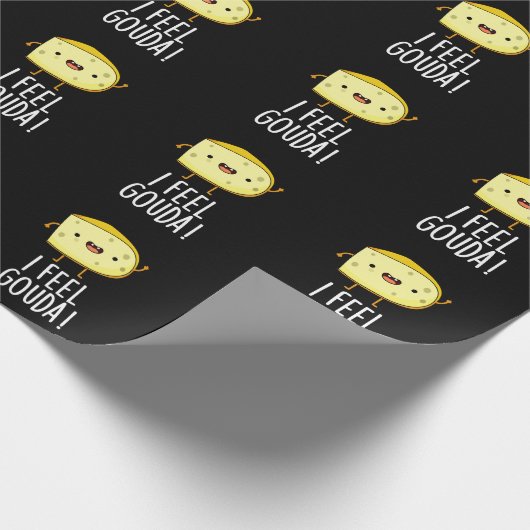 I Feel Gouda Funny Cheese Pun Dark BG Geschenkpapier (Ecke)