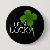 I Feel Lucky Vierblättriges Kleeblatt Button (Vorderseite)