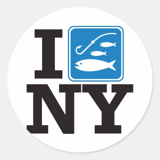 I Fish New York - NY Runder Aufkleber (Vorderseite)
