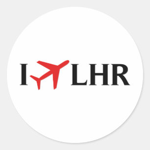 I Fly LHR - London Heathrow Airport, London, UK Runder Aufkleber