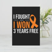 I Fought and I Won Cancer Survivor Orange Ribbon Einladung (Stehend Vorderseite)