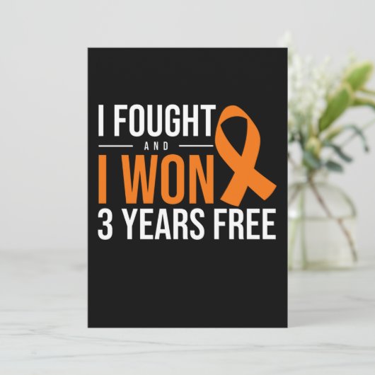 I Fought and I Won Cancer Survivor Orange Ribbon Einladung (Stehend Vorderseite)