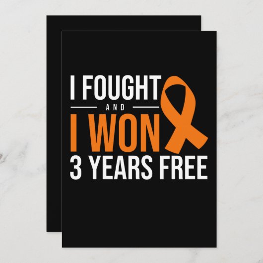 I Fought and I Won Cancer Survivor Orange Ribbon Einladung (Vorne/Hinten)