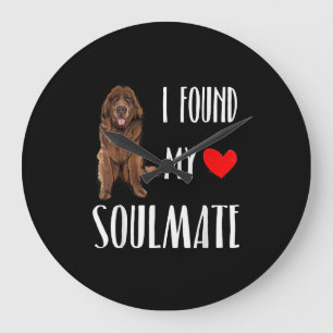 I found my soulmate newfie dog best friend gift große wanduhr