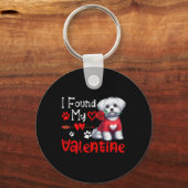 I Found My Valentine Maltese With Flower Cute Hear Schlüsselanhänger (Vorderseite)