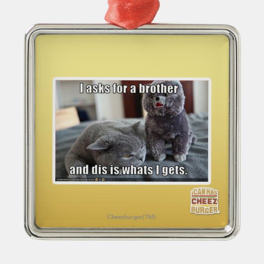 I fragt für einen Bruder Silbernes Ornament (Vorne)