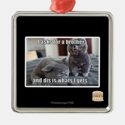I fragt für einen Bruder Silbernes Ornament (Vorne)