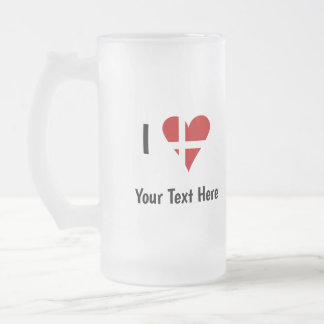 I (Funky Heart Shaped Danish Flag) Ihr Text Mattglas Bierglas