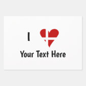 I (Funky Heart Shaped Danish Flag) Your Text Geschenkpapier Set (Vorderseite)