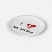 I (Funky Heart Shaped Danish Flag) Your Text Pappteller (Schrägansicht)