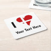 I (Funky Heart Shaped Danish Flag) Your Text Rechteckiger Pappuntersetzer (angewinkelt)