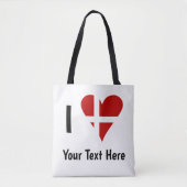 I (Funky Heart Shaped Danish Flag) Your Text Tasche (Vorderseite)