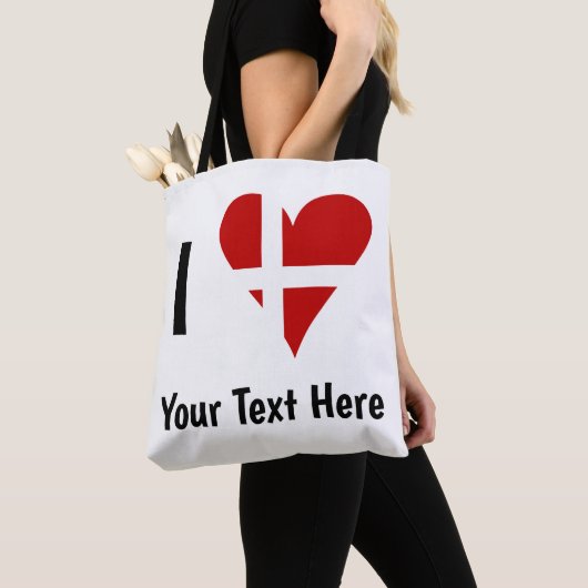 I (Funky Heart Shaped Danish Flag) Your Text Tasche (Von Nahem)