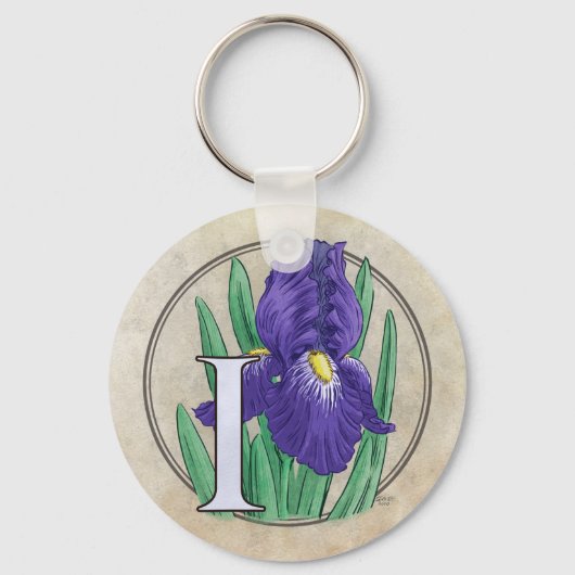 I für die Iris-Blume Monogram Schlüsselanhänger (Vorderseite)
