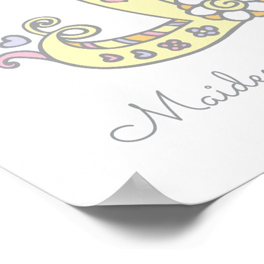 I für Imogen Initial Doodle Art Name bedeutet Poster (Ecke)