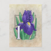 I für Iris Blume Monogramm Zeichnend Postkarte (Vorderseite)
