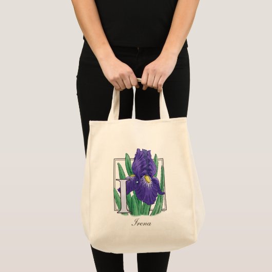 I für Iris-Blumen-Monogramm Tragetasche (Vorderseite (Produkt))