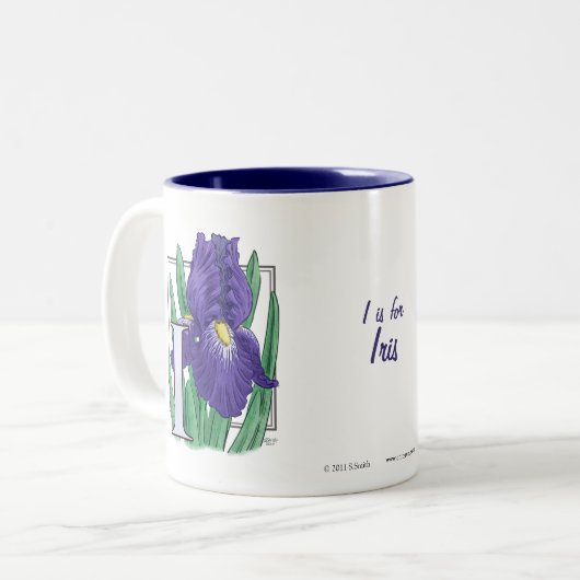 I für Iris-Blumen-Monogramm Zweifarbige Tasse (Vorderseite Links)
