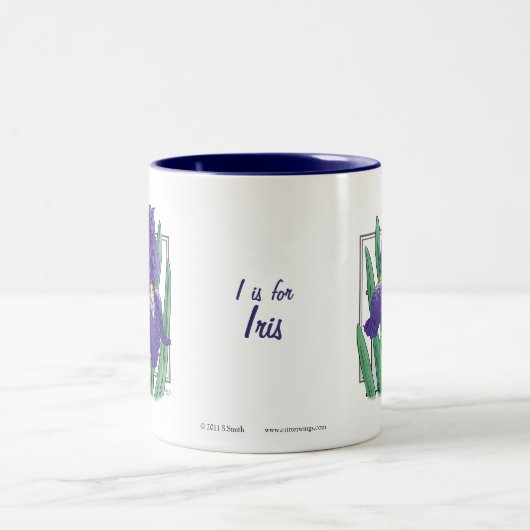 I für Iris-Blumen-Monogramm Zweifarbige Tasse (Mittel)