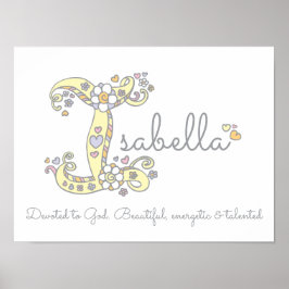 I für Isabella erste doodle Art Name bedeutet Poster