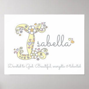 I für Isabella erste doodle Art Name bedeutet Poster