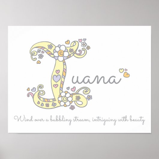 I für Iuana Initial Doodle Art Name bedeutet Poster (Vorne)
