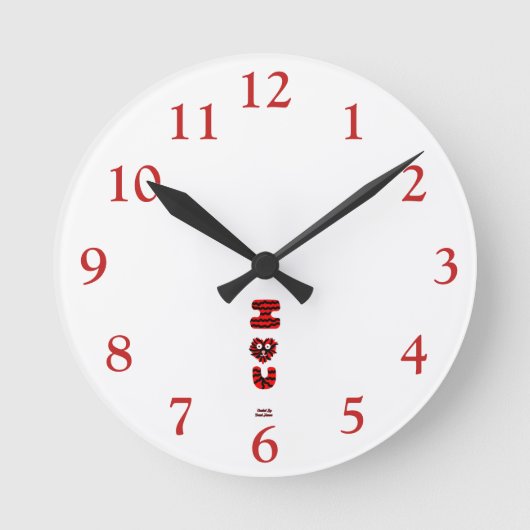 I Fuzzy U Acrylic Wall Clock Runde Wanduhr (Vorderseite)