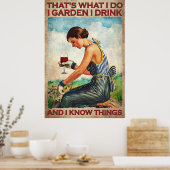I Garten Ich trinke Wein Vintag Poster (Küche)
